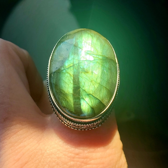 *SALE* New Huge Labradorite 925 Silver Ring. - Picture 1 of 16